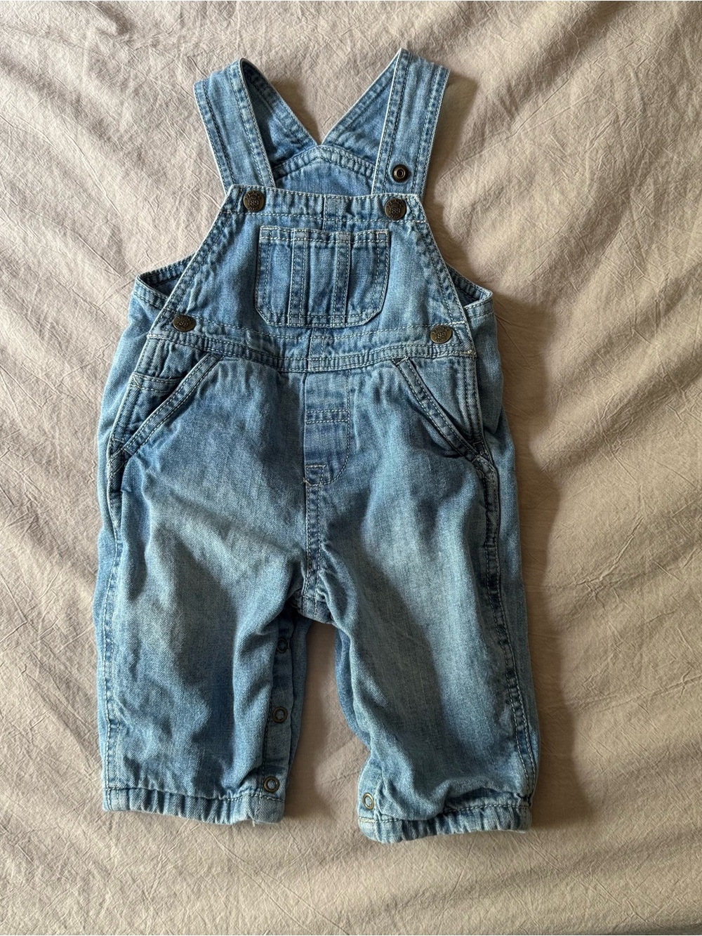 Vintage 3-6 Month Baby Light Blue Denim Overalls